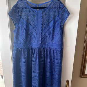 Little Mistress Blue Lace Midi Dress Cap Sleeve NWT Size US 20